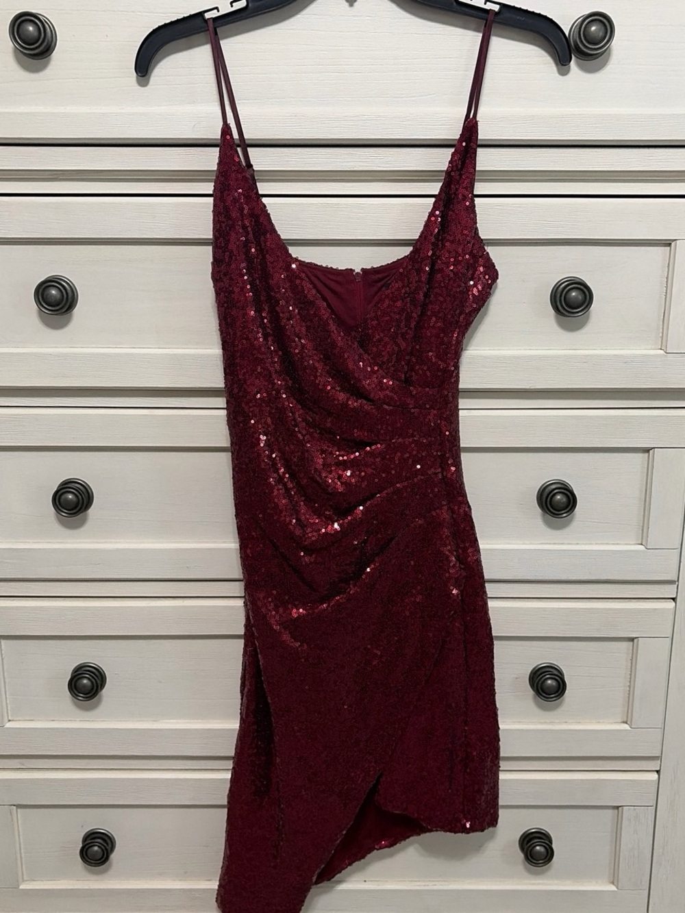 Women's Burgundy Sequin Slip Dress
